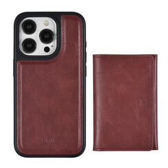 UNIQAccessory iPhone 15 Pro Back cover coque avec porte-carte amovible - Rouge