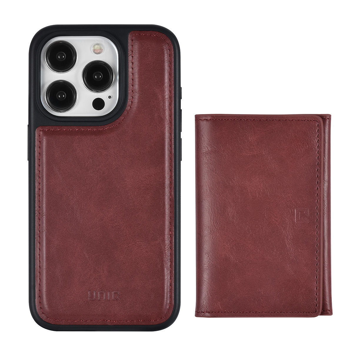 UNIQ Accessory UNIQAccessory iPhone 15 Pro Backcover hoesje met afneembare Pasjeshouder - Rood