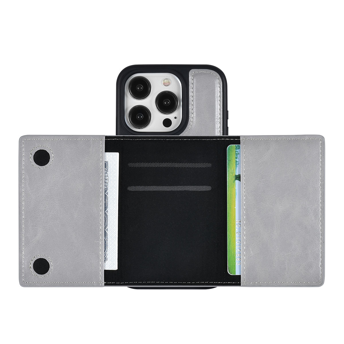 UNIQ Accessory UNIQAccessory iPhone 15 Pro Backcover hoesje met afneembare Pasjeshouder - Grijs, foto 4 van 6