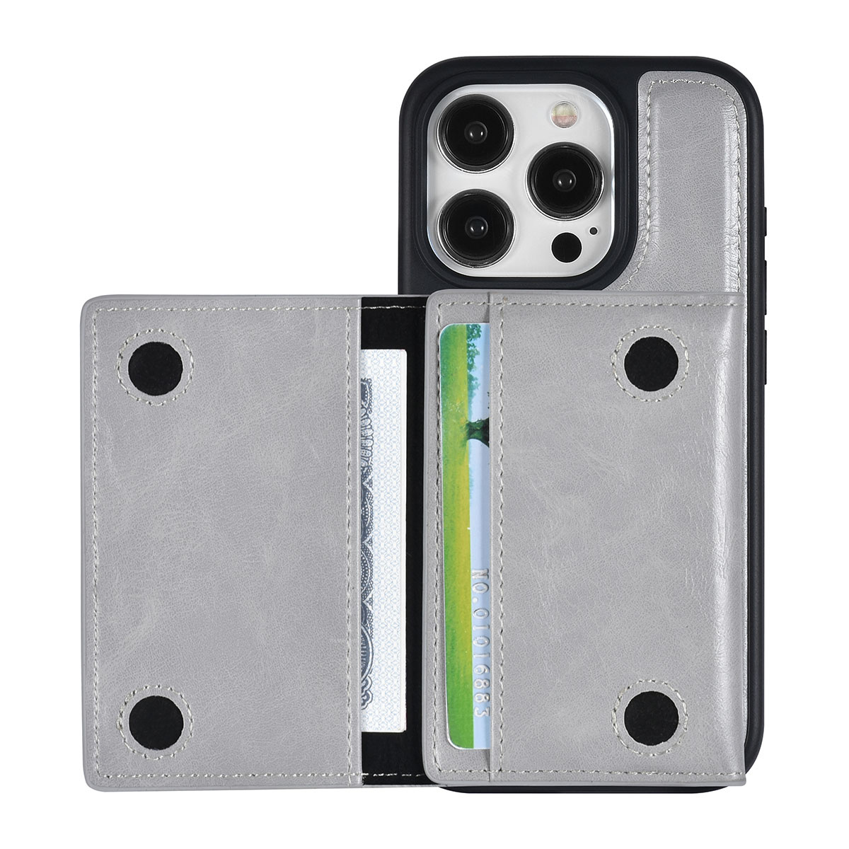 UNIQ Accessory UNIQAccessory iPhone 15 Pro Backcover hoesje met afneembare Pasjeshouder - Grijs, foto 5 van 6
