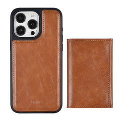 UNIQAccessory iPhone 15 Pro Max Backcover hoesje met afneembare Pasjeshouder - LichtBruin