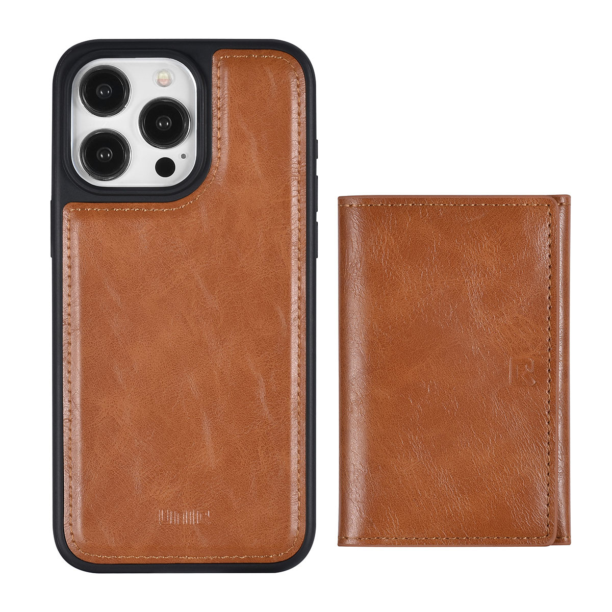 UNIQ Accessory UNIQAccessory iPhone 15 Pro Max Backcover hoesje met afneembare Pasjeshouder - LichtBruin