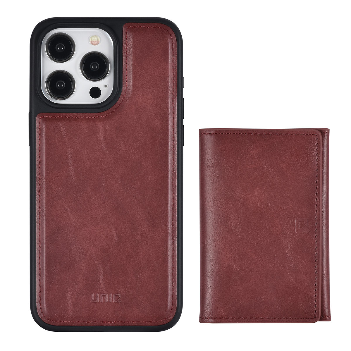 UNIQ Accessory UNIQAccessory iPhone 15 Pro Max Backcover hoesje met afneembare Pasjeshouder - Rood