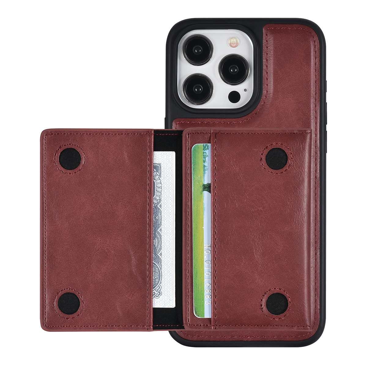 UNIQ Accessory UNIQAccessory iPhone 15 Pro Max Backcover hoesje met afneembare Pasjeshouder - Rood, foto 5 van 6