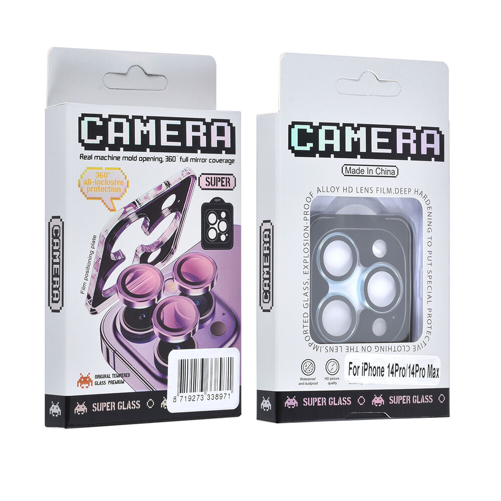 UNIQ Accessory UNIQAccessory iPhone 14 Pro & 14 Pro Max Lens Protector Tempered glass - Blauw UNIQ Accessory UNIQAccessory iPhone 14 Pro & 14 Pro Max Lens Protector Tempered glass - Blauw