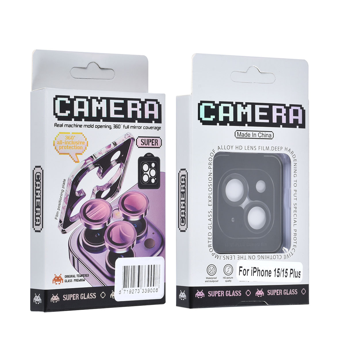 UNIQ Accessory UNIQAccessory iPhone 15 & iPhone 15 Plus Lens Protector Tempered glass - Zwart, foto 3 van 3