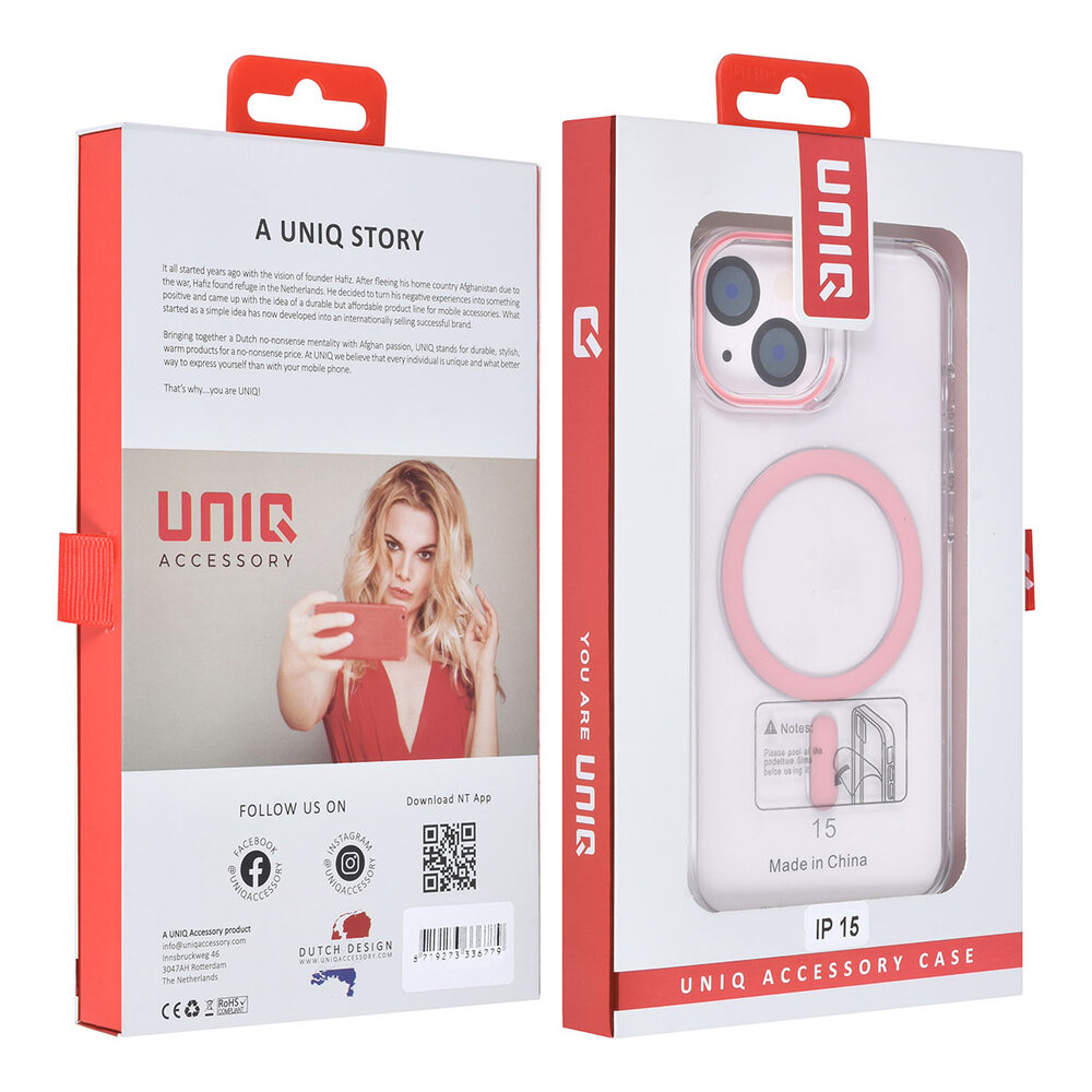 UNIQ Accessory UNIQ Accessory iPhone 15 Hardcase - magsafe compatible - transparant - Pink UNIQ Accessory UNIQ Accessory iPhone 15 Hardcase - magsafe compatible - transparant - Pink