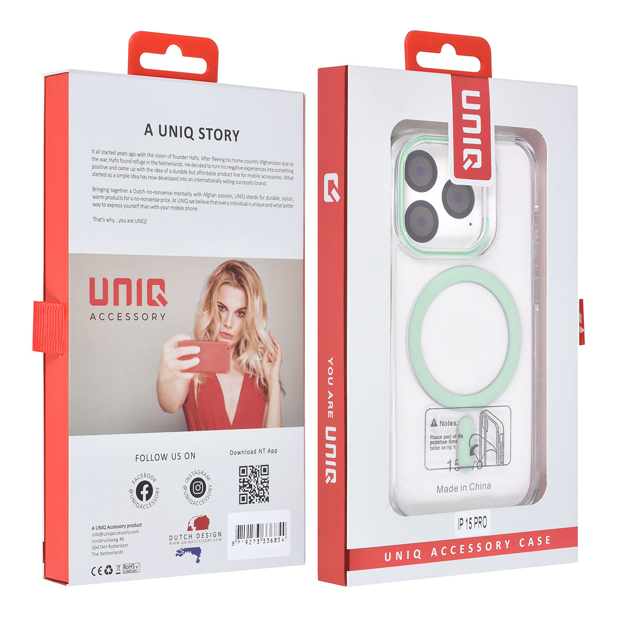 UNIQ Accessory UNIQ Accessory iPhone 15 Pro Hardcase Backcover magsafe compatible - transparant - Groen, foto 4 van 4