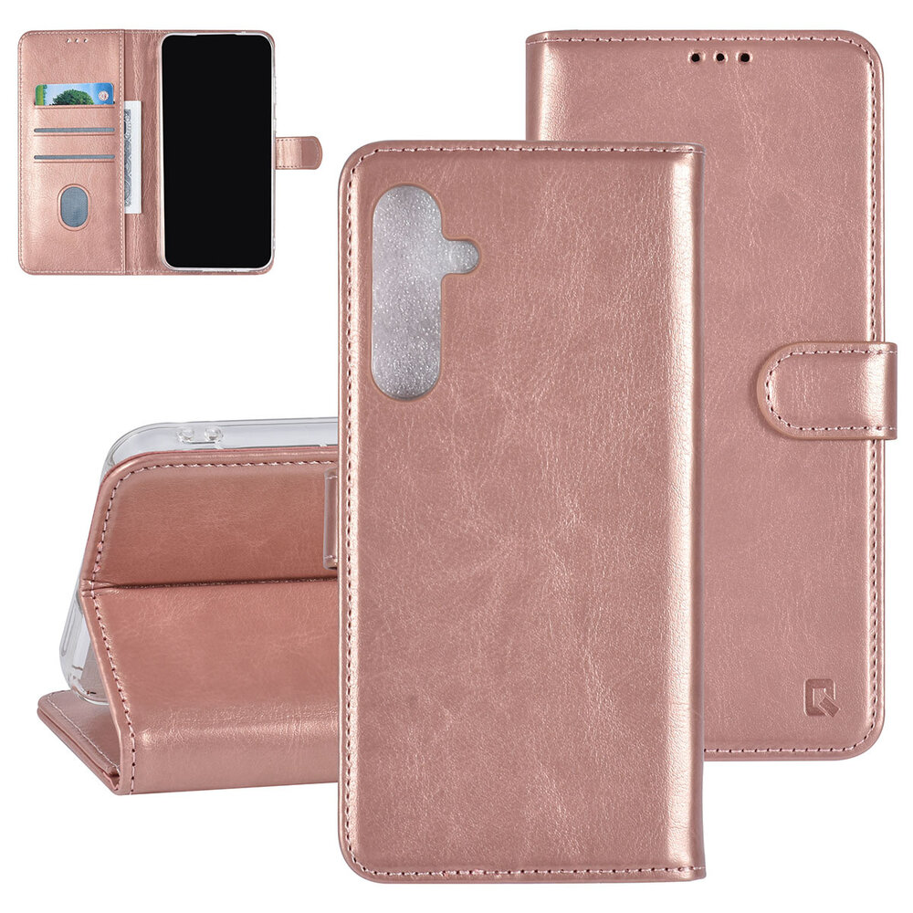 TUNIQ TUNIQ Galaxy A55 Book-Case hul - Kartenhalter für 3 Karten - Magnetverschluss - Hanger - Rose Gold TUNIQ TUNIQ Galaxy A55 Book-Case hul - Kartenhalter für 3 Karten - Magnetverschluss - Hanger - Rose Gold