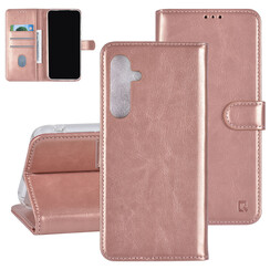 TUNIQ Galaxy A55 Book Case hoesje - Pasjeshouder voor 3 pasjes - Magneetsluiting - Hanger -Rose Gold