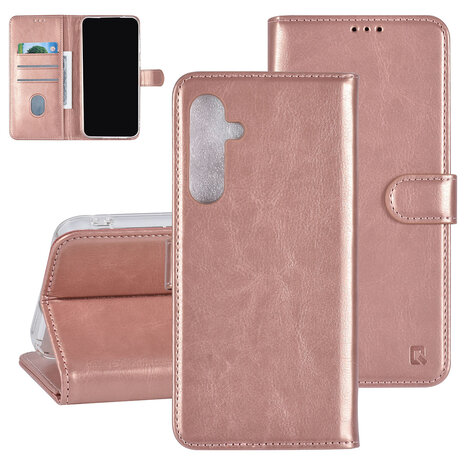 TUNIQ TUNIQ Galaxy A55 Book type case - Card holder for 3 cards - Magnetic closure - Hanger - Rose Gold TUNIQ TUNIQ Galaxy A55 Book type case - Card holder for 3 cards - Magnetic closure - Hanger - Rose Gold