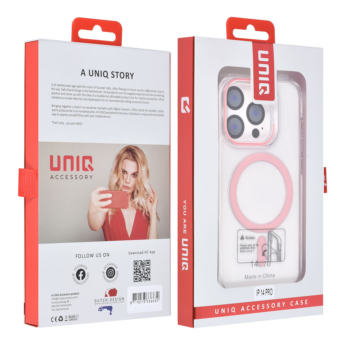 UNIQ Accessory UNIQ Accessory iPhone 14 Pro Hardcase Backcover magsafe compatible - transparant - Roze, foto 4 van 4