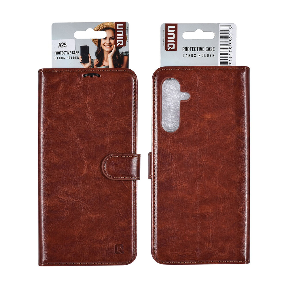 TUNIQ TUNIQ Galaxy A25 Book Case hoesje 3 pasjeshouder - Bruin TUNIQ TUNIQ Galaxy A25 Book Case hoesje 3 pasjeshouder - Bruin