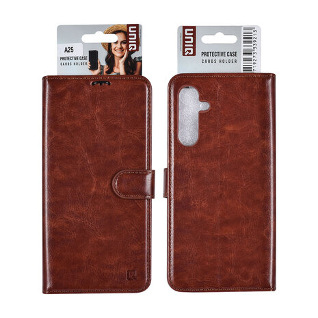 TUNIQ TUNIQ Galaxy A25 Book Case hoesje 3 pasjeshouder - Bruin TUNIQ TUNIQ Galaxy A25 Book Case hoesje 3 pasjeshouder - Bruin