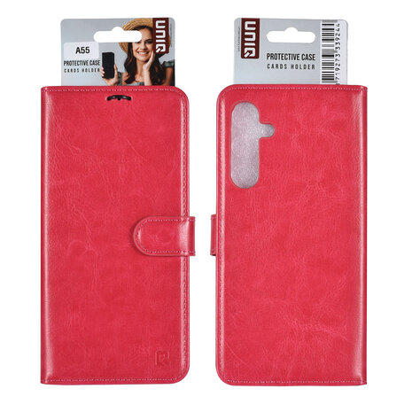 UNIQ Accessory UNIQ Accessory Galaxy A55 Book Case hoesje 3 pasjeshouder - Felroze