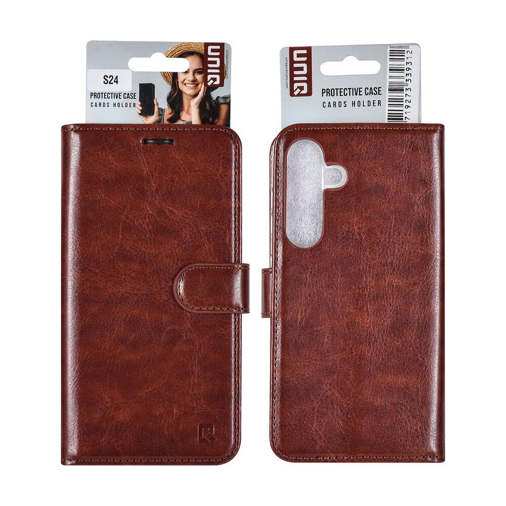 UNIQ Accessory UNIQ Accessory Galaxy S24 Book type case - 3 pasjeshouder - Brown UNIQ Accessory UNIQ Accessory Galaxy S24 Book type case - 3 pasjeshouder - Brown