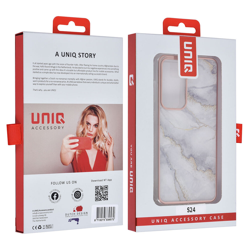 UNIQ Accessory UNIQ Accessory Galaxy S24 Back cover case - Gold Line - Marble white
