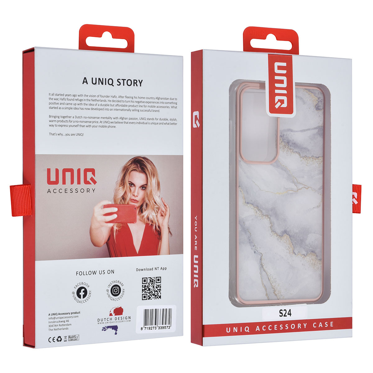 UNIQ Accessory UNIQ Accessory Galaxy S24 Backcover hoesje Gold Line - Marble White, foto 4 van 4