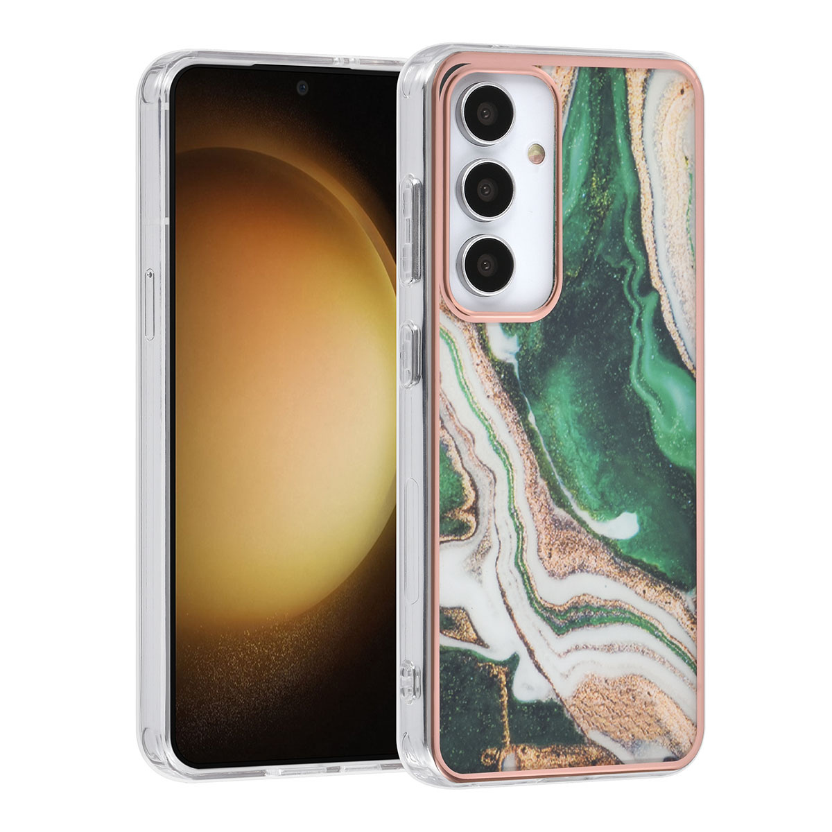 UNIQ Accessory UNIQ Accessory Galaxy S24 Backcover hoesje Gold Line - Marble Green