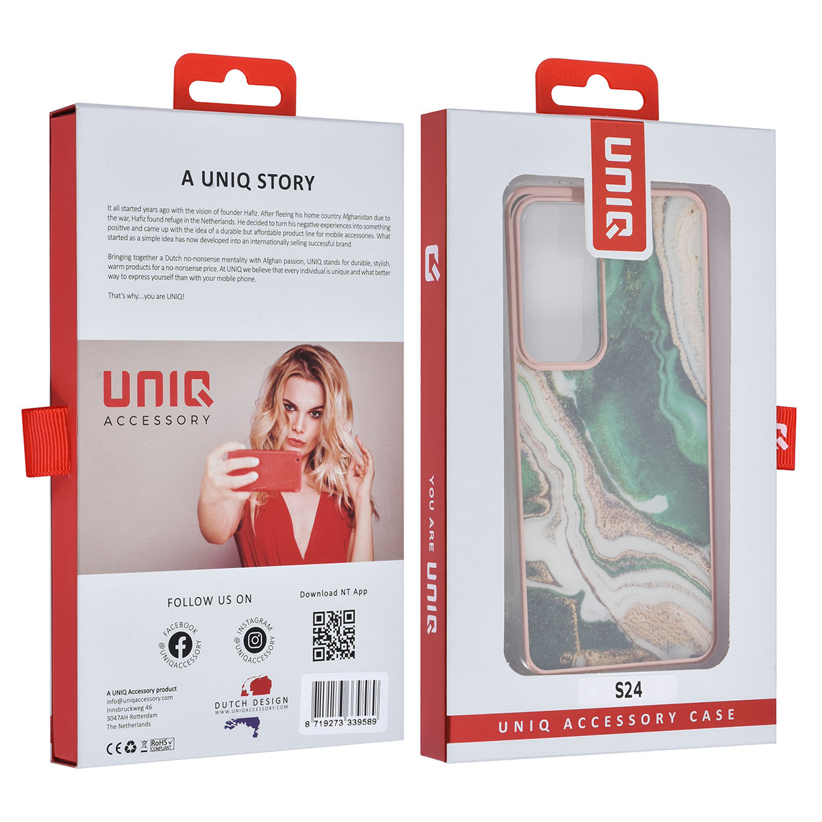UNIQ Accessory UNIQ Accessory Galaxy S24 Backcover hoesje Gold Line - Marble Green, foto 4 van 4