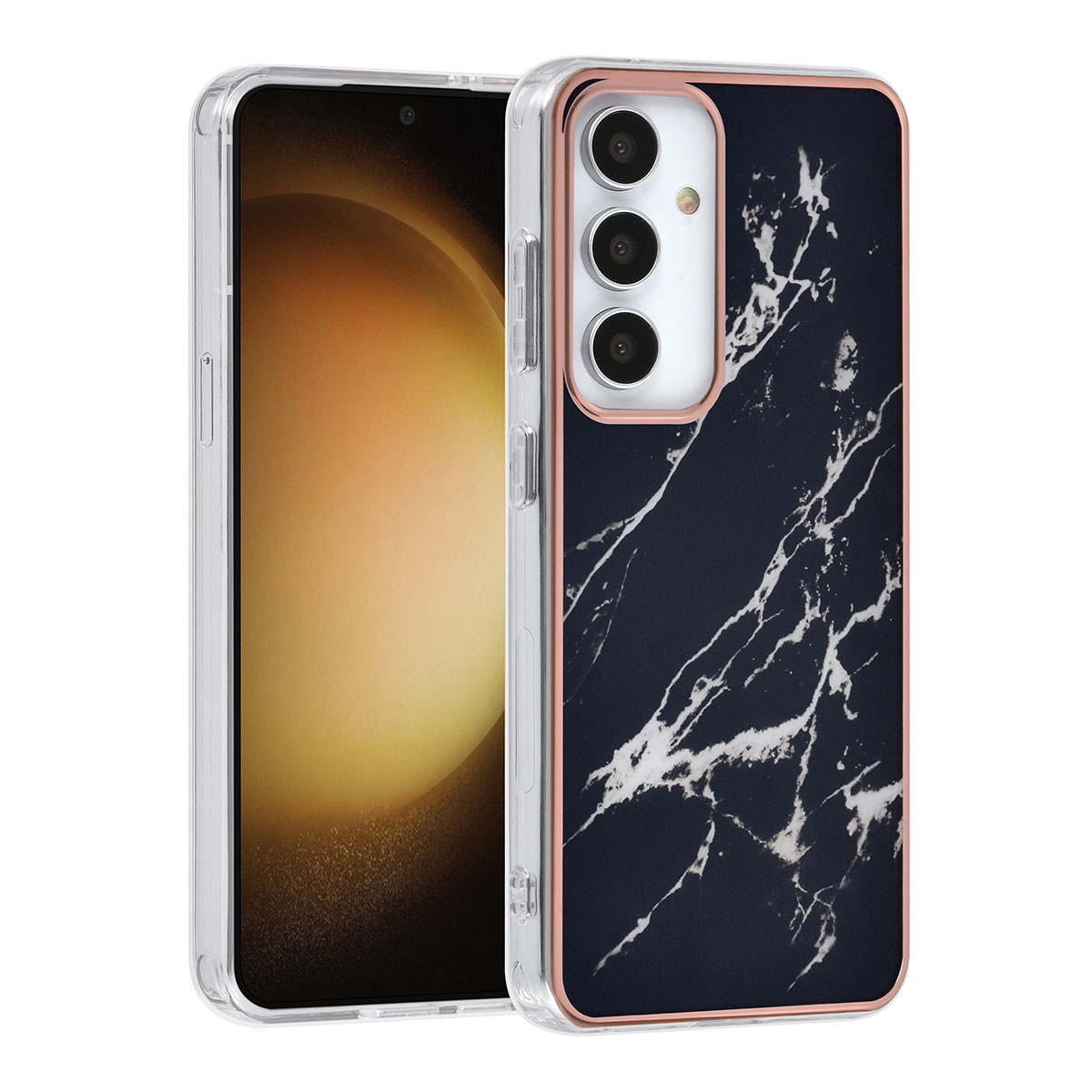 UNIQ Accessory UNIQ Accessory Galaxy S24 Backcover hoesje Gold Line - Marble Black