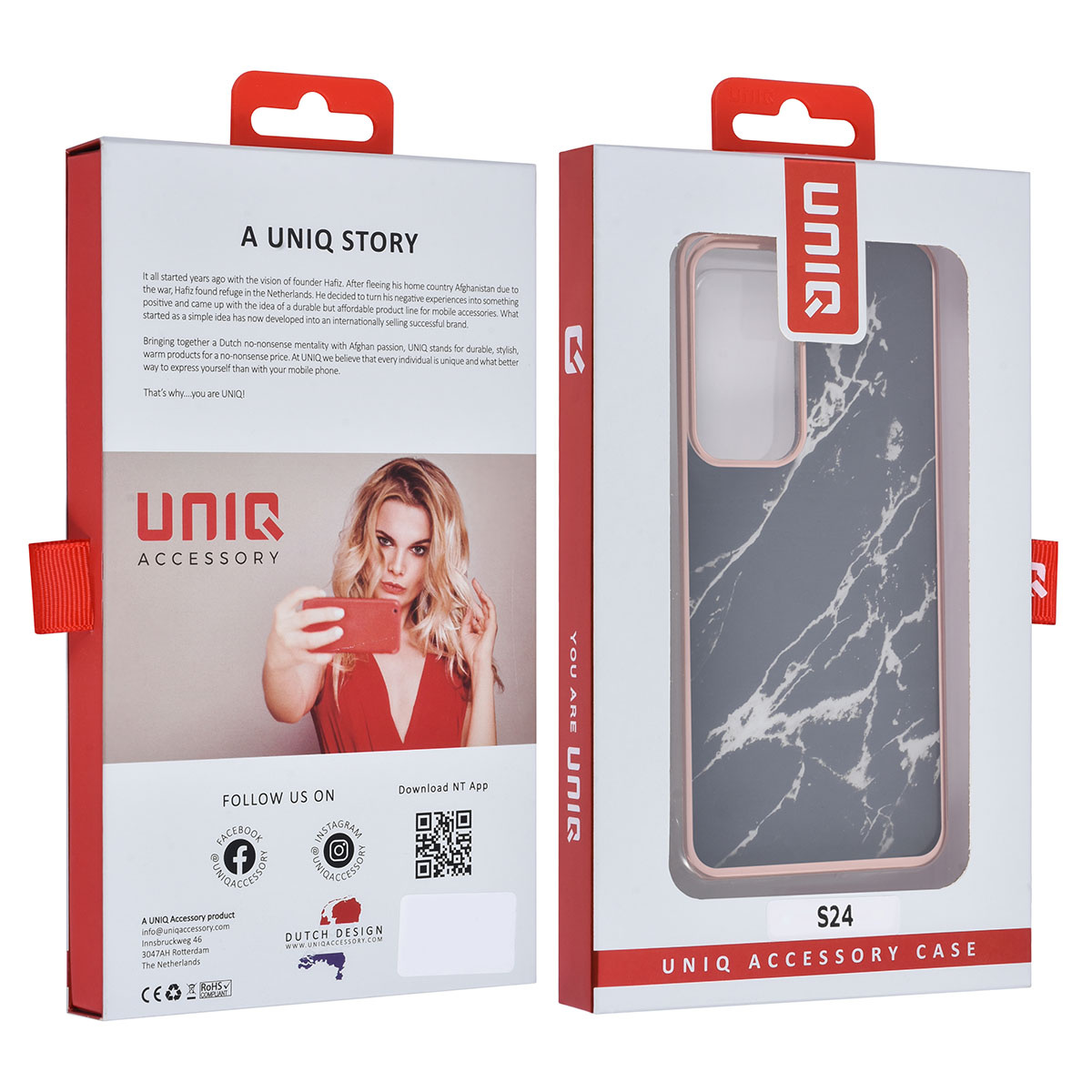 UNIQ Accessory UNIQ Accessory Galaxy S24 Backcover hoesje Gold Line - Marble Black, foto 4 van 4