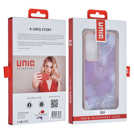 UNIQ Accessory UNIQ Accessory Galaxy S24 Backcover hoesje Gold Line - Marble Purple UNIQ Accessory UNIQ Accessory Galaxy S24 Backcover hoesje Gold Line - Marble Purple