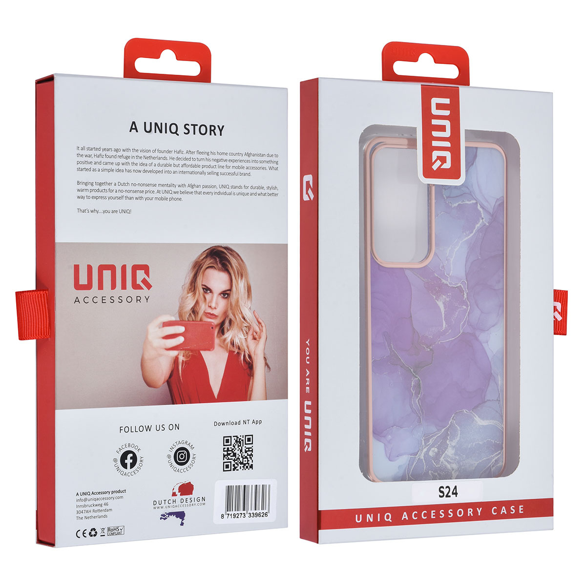 UNIQ Accessory UNIQ Accessory Galaxy S24 Backcover hoesje Gold Line - Marble Purple, foto 4 van 4