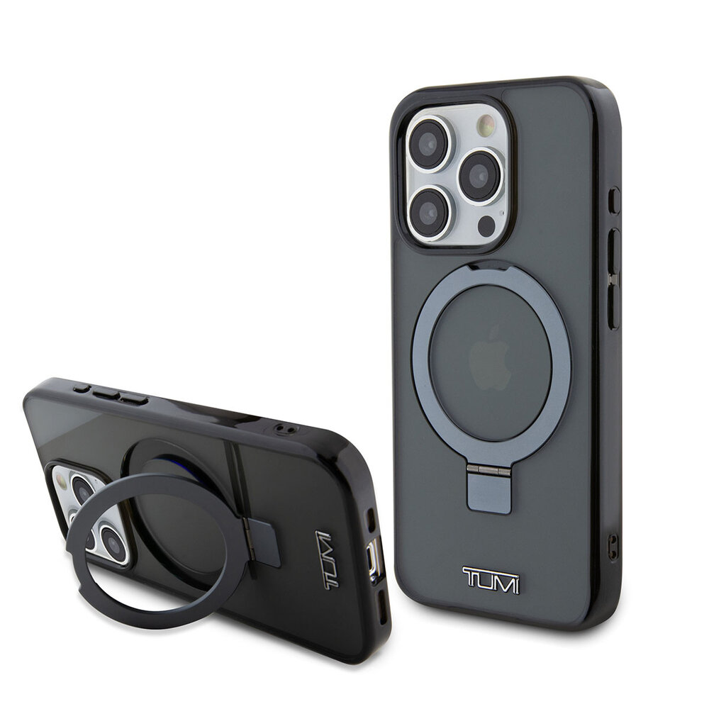 Tumi Tumi iPhone 15 Pro Backcover hoesje Metallic magsafe with stand - Zwart