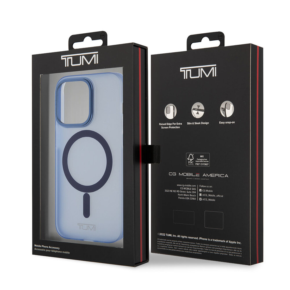 Tumi Tumi iPhone 15 Pro Back cover coque Frosted magsafe transparent - Bleu Tumi Tumi iPhone 15 Pro Back cover coque Frosted magsafe transparent - Bleu