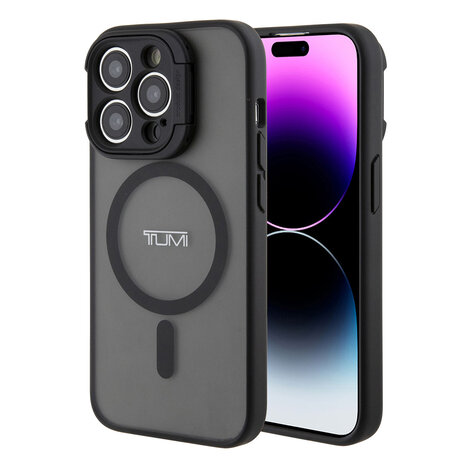 Tumi Tumi iPhone 15 Pro Backcover hoesje Metallic magsafe with stand - Zwart Tumi Tumi iPhone 15 Pro Backcover hoesje Metallic magsafe with stand - Zwart