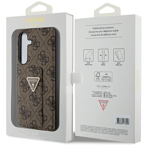 Guess Guess Galaxy S24 Backcover hoesje - 4G Grip Stand - Triangle Strass - Bruin, foto 3 van 3