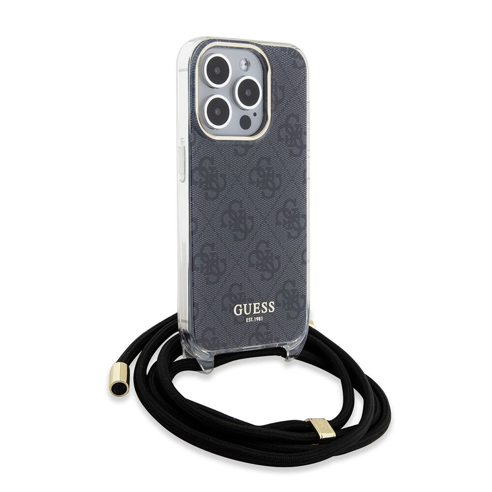 Guess Guess iPhone 15 Pro Back cover coque Crossbody cord - 4G print - Noir Guess Guess iPhone 15 Pro Back cover coque Crossbody cord - 4G print - Noir