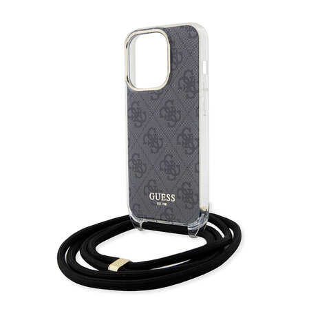 Guess Guess iPhone 15 Pro Back cover coque Crossbody cord - 4G print - Noir Guess Guess iPhone 15 Pro Back cover coque Crossbody cord - 4G print - Noir
