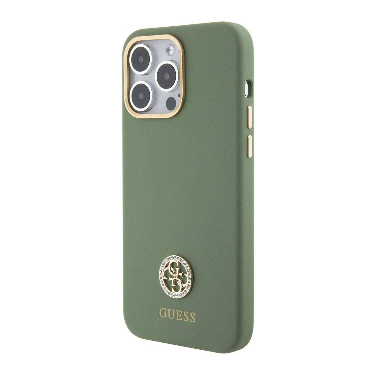 Guess Guess iPhone 15 Pro Backcover hoesje Logo strass 4G - Kaki, foto 2 van 6