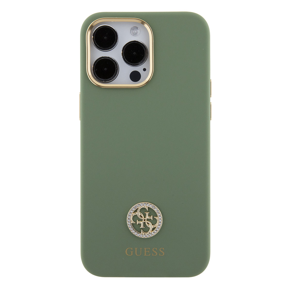 Guess Guess iPhone 15 Pro Backcover hoesje Logo strass 4G - Kaki, foto 3 van 6