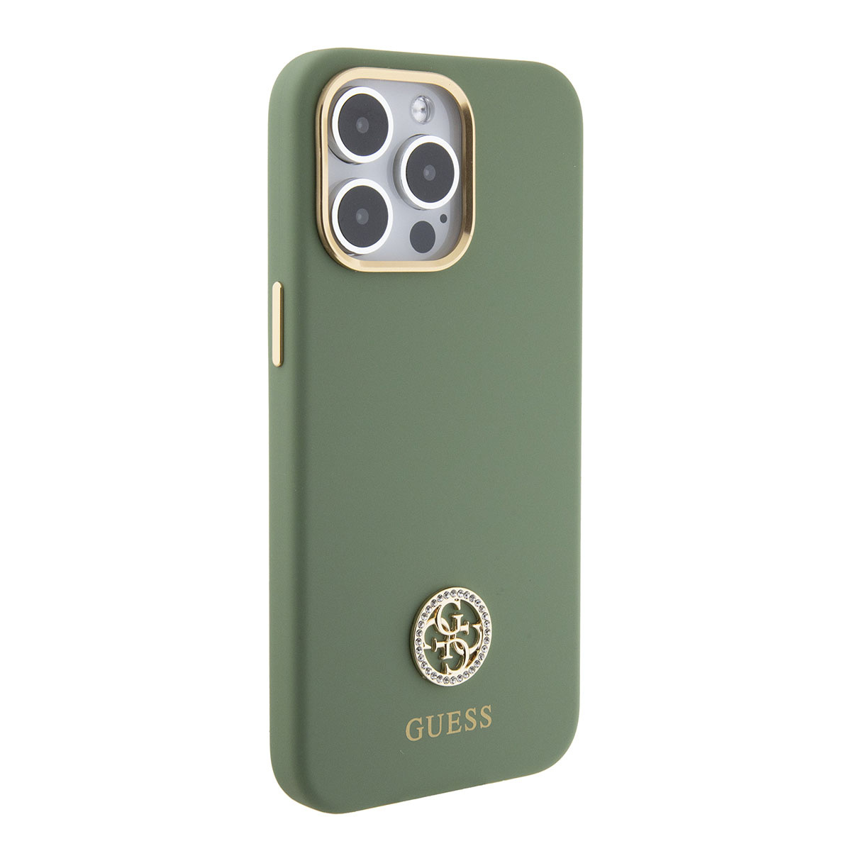 Guess Guess iPhone 15 Pro Backcover hoesje Logo strass 4G - Kaki, foto 4 van 6