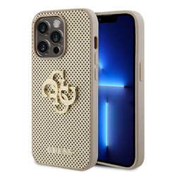 Guess iPhone 15 Pro Back cover case - Perforated 4G - glitter - Gold