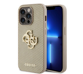 Guess Guess iPhone 15 Pro Back-Cover hul - Perforated 4G - glitter - Gold Guess Guess iPhone 15 Pro Back-Cover hul - Perforated 4G - glitter - Gold