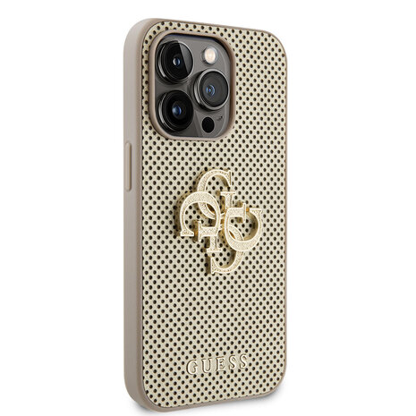 Guess Guess iPhone 15 Pro Back cover case - Perforated 4G - glitter - Gold Guess Guess iPhone 15 Pro Back cover case - Perforated 4G - glitter - Gold