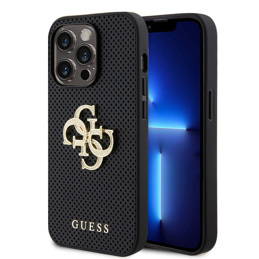 Guess Guess iPhone 15 Pro Back cover coque Perforated 4G - glitter - Noir Guess Guess iPhone 15 Pro Back cover coque Perforated 4G - glitter - Noir