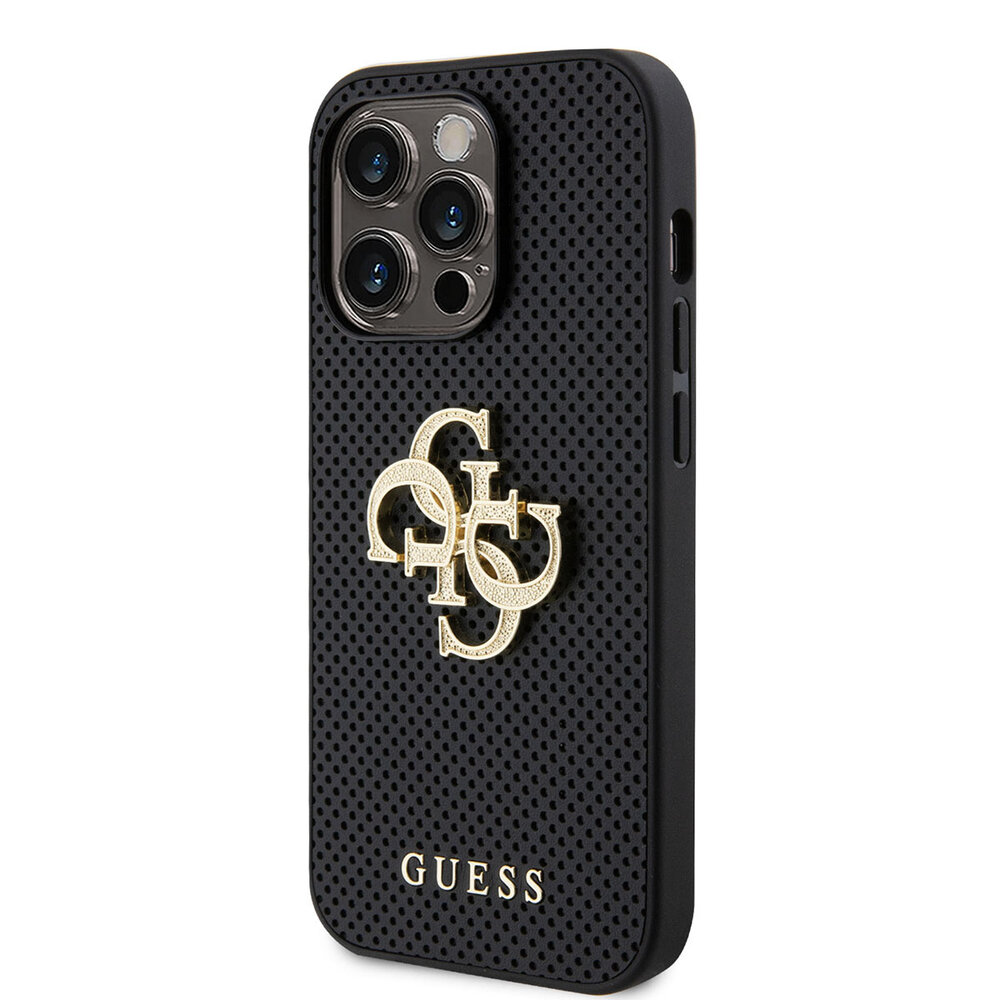 Guess Guess iPhone 15 Pro Back cover coque Perforated 4G - glitter - Noir Guess Guess iPhone 15 Pro Back cover coque Perforated 4G - glitter - Noir