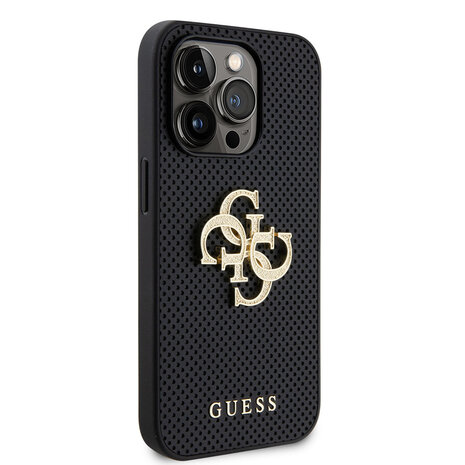 Guess Guess iPhone 15 Pro Back cover coque Perforated 4G - glitter - Noir Guess Guess iPhone 15 Pro Back cover coque Perforated 4G - glitter - Noir