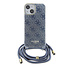 Guess iPhone 15 Back cover coque Crossbody cord - 4G print - Bleu Guess iPhone 15 Back cover coque Crossbody cord - 4G print - Bleu
