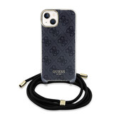 Guess Guess iPhone 15 Back cover case - Crossbody cord - 4G print - Black Guess Guess iPhone 15 Back cover case - Crossbody cord - 4G print - Black