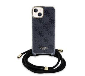 Guess Guess iPhone 15 Back cover case - Crossbody cord - 4G print - Black Guess Guess iPhone 15 Back cover case - Crossbody cord - 4G print - Black