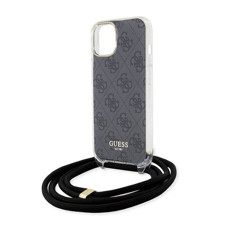 Guess Guess iPhone 15 Back-Cover hul - Crossbody cord - 4G print - Schwarz Guess Guess iPhone 15 Back-Cover hul - Crossbody cord - 4G print - Schwarz