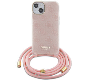 Guess Guess iPhone 15 Back cover case - Crossbody cord - 4G print - Pink Guess Guess iPhone 15 Back cover case - Crossbody cord - 4G print - Pink