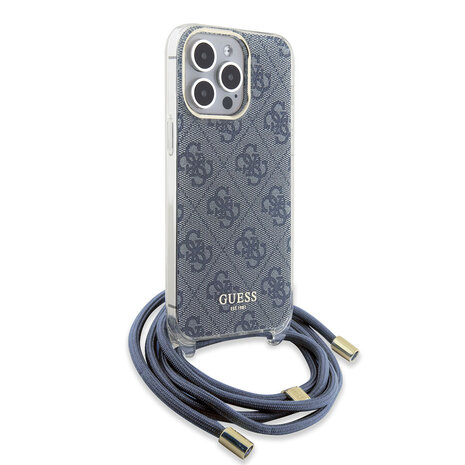 Guess Guess iPhone 15 Pro Max Back cover coque Crossbody cord - 4G print - Bleu Guess Guess iPhone 15 Pro Max Back cover coque Crossbody cord - 4G print - Bleu