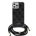 Guess Guess iPhone 15 Pro Max Backcover hoesje Crossbody cord - 4G print - Zwart